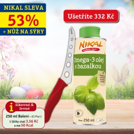 Akční balíček: Omega-3 olej s bazalkou 250 ml + Nůž na sýry
