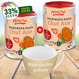 2x Polévková pauza Chuť Asie 175 g + Hrnek na polévku 400 ml, béžová