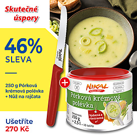 Pórková krémová polévka 250 g + Nůž na rajčata