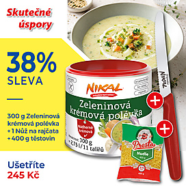 Zeleninová krémová polévka 300 g + Nůž na rajčata + 400 g těstovin