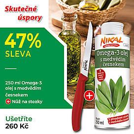 Omega-3 olej s medvědím česnekem 250 g + Nůž na steaky