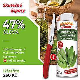 Omega-3 olej s medvědím česnekem 250 g + Nůž na steaky